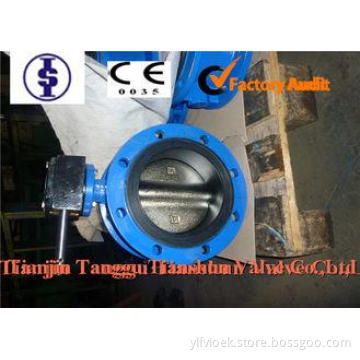 Cast Iron Gear Box Double Flanged Butterfly Valve for Water
